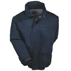 Bulwark Jackets: Men's JLR8 NV Flame-Resistant Insulated Navy Cotton Work Jacket -Work Clothes Discount Store jlr8nv4 bulwarkf 01