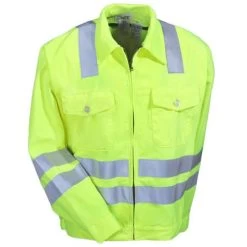 Red Kap Jackets: High Visibility ANSI Class 2 Ike Jacket JY32HV -Work Clothes Discount Store jy32hv3litefxf 01