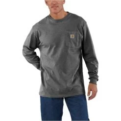 Carhartt Shirts: Men's K126 CHR Charcoal Long Sleeve Pocket Work Shirt