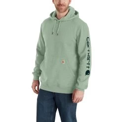 Carhartt Sweatshirts: Men's K288 GA0 Jade Heather Midweight Hooded Logo Sweatshirt