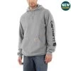 Carhartt Sweatshirts: Men's K288 E20 Grey Midweight Hooded Logo Sweatshirt 1 Carhartt Sweatshirts: Men's K288 E20 Grey Midweight Hooded Logo Sweatshirt -Work Clothes Discount Store k288e20