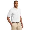 Port Authority Shirts: Men's White K420 WHT Cotton Knit Polo Shirt -Work Clothes Discount Store k420 white model 3q 072014
