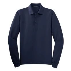Port Authority Shirts: Men's Silk Touch Navy Polo Shirt K500LS NVY -Work Clothes Discount Store k500ls navy flat front 2009