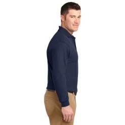 Port Authority Shirts: Men's Silk Touch Navy Polo Shirt K500LS NVY -Work Clothes Discount Store k500ls navy model side 072014