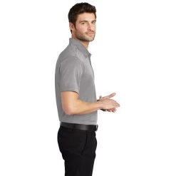 Port Authority Shirt: Men's K540 GRY Gusty Grey Silk Touch Performance Polo -Work Clothes Discount Store k540 gustygrey model side