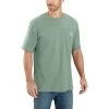 Carhartt Shirts: Men's K87 GA0 Jade Heather Weight Pocket Short Sleeve Loose Fit T-Shirt