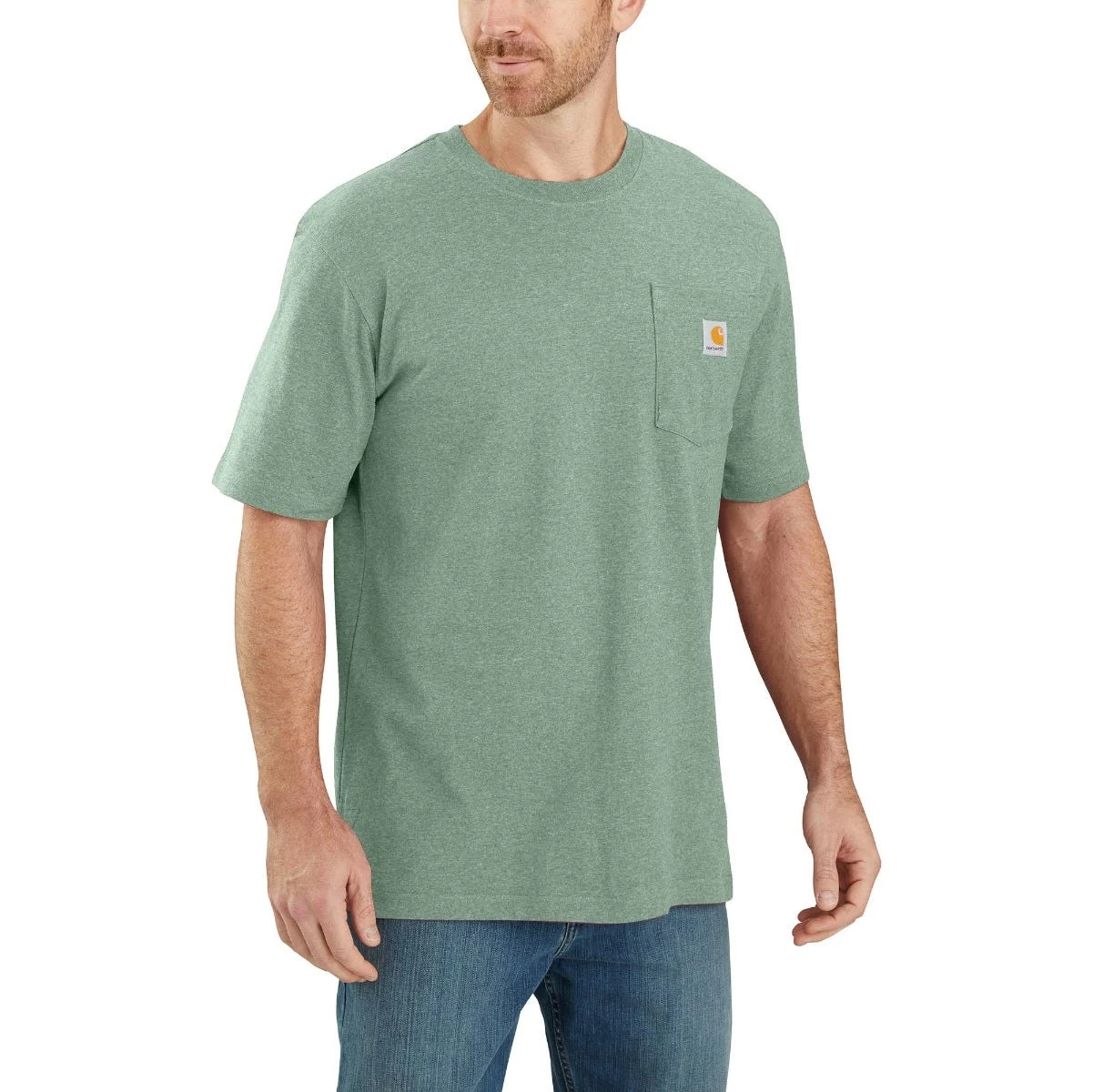 Carhartt Shirts: Men's K87 GA0 Jade Heather Weight Pocket Short Sleeve Loose Fit T-Shirt 3 Carhartt Shirts: Men's K87 GA0 Jade Heather Weight Pocket Short Sleeve Loose Fit T-Shirt