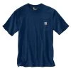 Carhartt Shirts: Men's K87 413 Dark Cobalt Blue Heather Heavyweight Pocket Short Sleeve Loose Fit T Shirt -Work Clothes Discount Store k87 413 s19 copy edited