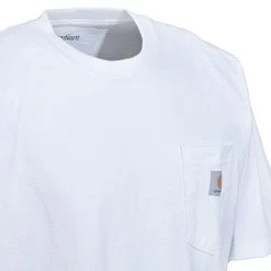 Carhartt Shirts: Men's K87 WHT White Short Sleeve Heavyweight Pocket Loose Fit T Shirt