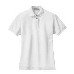 Port Authority Shirts: Women's White Cotton Knit Polo Shirt L420 WHT -Work Clothes Discount Store l420 white front fs06
