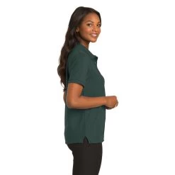 Port Authority Shirts: Women's Silk Touch Green Shirt L500 DGR -Work Clothes Discount Store l500 darkgreen model side 082018
