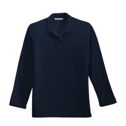 Port Authority Shirts: Women's Navy Long Sleeve Polo Shirt L500LS NVY -Work Clothes Discount Store l500ls navy flat front 2011