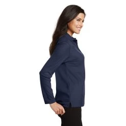 Port Authority Shirts: Women's Navy Long Sleeve Polo Shirt L500LS NVY -Work Clothes Discount Store l500ls navy model side 032017