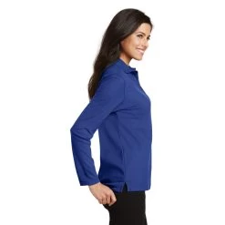 Port Authority Shirts: Women's Royal Blue Polo Shirt L500LS RYL -Work Clothes Discount Store l500ls royal model side 032017