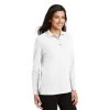 Port Authority Shirts: Women's White Polo Shirt L500LS WHT -Work Clothes Discount Store l500ls white model 3q 032017