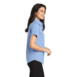 Port Authority Shirts: Womens Light Blue Short Sleeve Shirt L508 LBL -Work Clothes Discount Store l508 lightbluelightstone model side