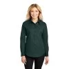 Port Authority Shirts: Women's Green Cotton/Poly Woven Shirt L608 DGR 1 Port Authority Shirts: Women's Green Cotton/Poly Woven Shirt L608 DGR -Work Clothes Discount Store l608 darkgreennavy model front