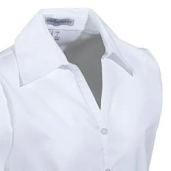 Port Authority Blouses: L6290 Women's White 3/4 Sleeve Open-Neck Blouse -Work Clothes Discount Store l629wht portauthoritycd 01
