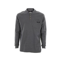 MCR Safety: Men's H1G Gray Flame Resistant (FR) Long Sleeve Henley Shirt