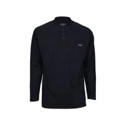 MCR Safety: Men's H1N Navy Flame Resistant (FR) Long Sleeve Henley Shirt
