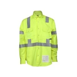 MCR Safety: Men's S1CL3L Fluorescent Lime Flame Resistant Work Shirt Class 3 Hi-Visibility Protection