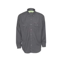 MCR Safety Shirts: Men's SBS1001 Grey FR Summit Breeze Vented Underarms Long Sleeve Button Down Shirt