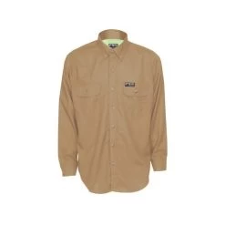 MCR Safety Shirts: Men's SBS1003 Tan FR Summit Breeze Vented Underarms Long Sleeve Button Down Shirt