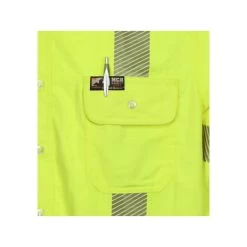MCR Safety Shirts: Men's SBS1027 Lime FR Summit Breeze Hi Vis Long Sleeve Button Down Shirt -Work Clothes Discount Store mcr sbs1027 detail1 xhiresedit