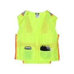 MCR Safety Vests: Men's SURVL Lime Hi Vis Reflective Orange Silver Stripes Zipper Closure Safety Vest -Work Clothes Discount Store mcr survl 3 innerpockets xhiresedit copy