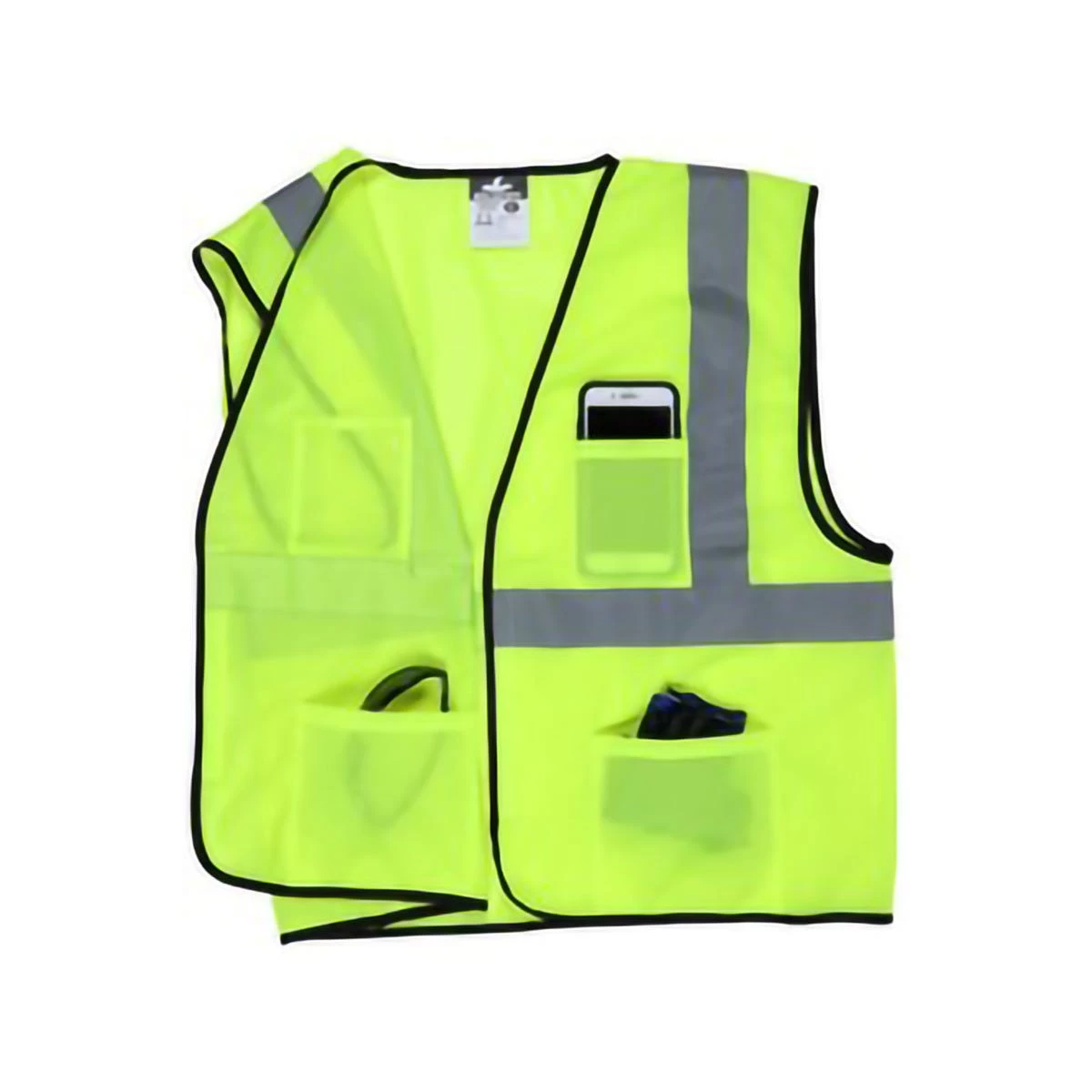 MCR Safety Vests: Men's VCL2ML Hi Vis Reflective Lime Safety Vest 4 MCR Safety Vests: Men's VCL2ML Hi Vis Reflective Lime Safety Vest - Image 2