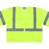 MCR Safety Vests: Men's VCL3MLZ Lime Hi Vis Reflective Lime Mesh Fabric Silver Stripes Zipper Front Closure Safety Vest