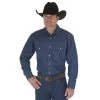 Wrangler Shirts: Men's MS70119 Blue Authentic Cowboy Cut Work Shirt -Work Clothes Discount Store ms70119 bf01 swff prd