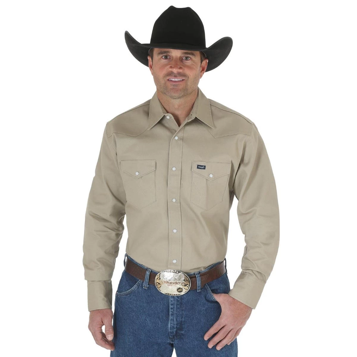 Wrangler Shirts: Men's MS70319 Khaki Authentic Cowboy Cut Work Shirt 3 Wrangler Shirts: Men's MS70319 Khaki Authentic Cowboy Cut Work Shirt