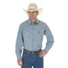 Wrangler Shirts: Men's MS70919 Chambray Authentic Cowboy Cut Work Shirt -Work Clothes Discount Store ms70919 bf01 swff prd
