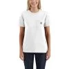 Carhartt Women's Shirt: WK87 103067 100 White Short Sleeve Pocket Loose Fit Tshirt 2 Carhartt Women's Shirt: WK87 103067 100 White Short Sleeve Pocket Loose Fit Tshirt -Work Clothes Discount Store new103067100