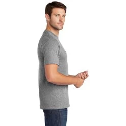 Port & Company Shirt: Men's PC54P AH Athletic Heather Core Cotton Pocket Tee -Work Clothes Discount Store pc54p athleticheather model side