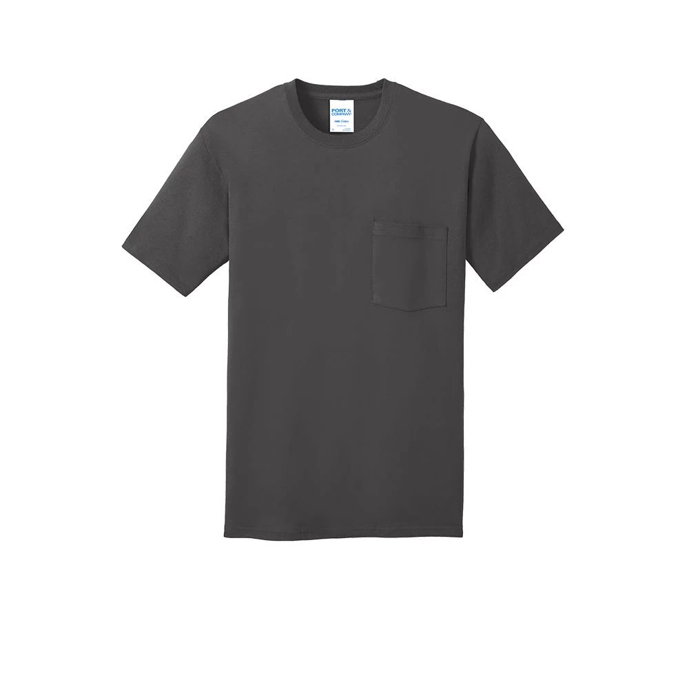 Port & Company Shirt: Men's PC54P CHR Charcoal Core Cotton Pocket Tee 7 Port & Company Shirt: Men's PC54P CHR Charcoal Core Cotton Pocket Tee - Image 5