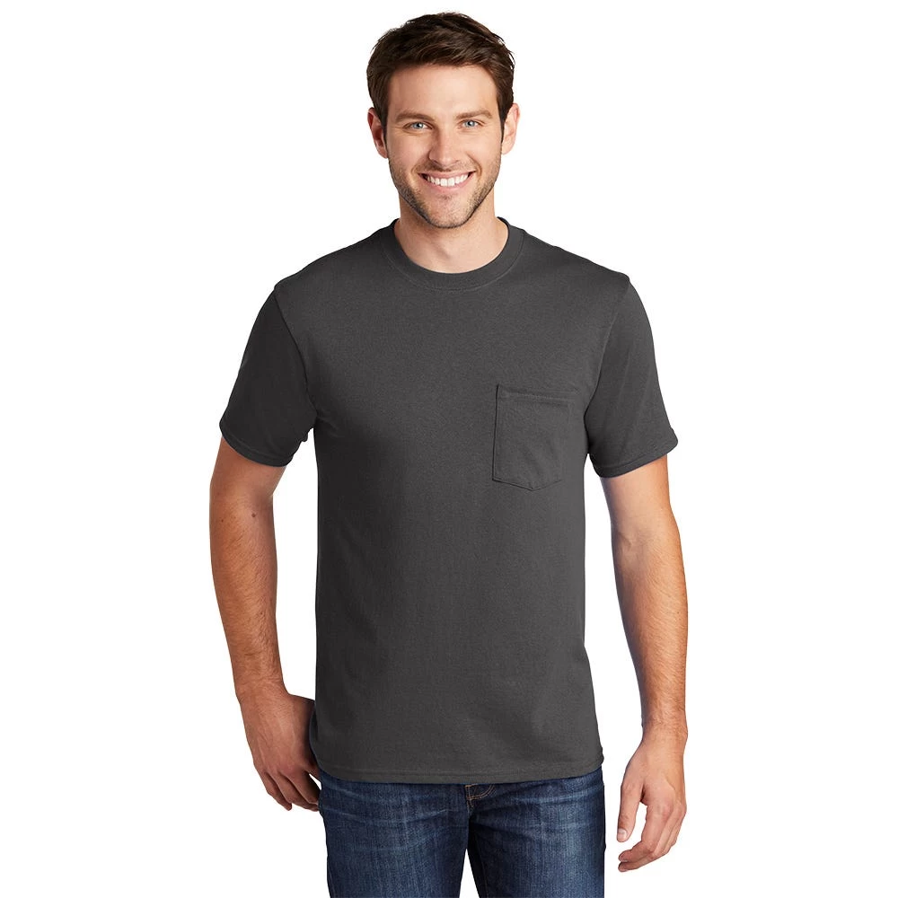 Port & Company Shirt: Men's PC54P CHR Charcoal Core Cotton Pocket Tee 5 Port & Company Shirt: Men's PC54P CHR Charcoal Core Cotton Pocket Tee - Image 3