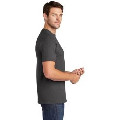 Port & Company Shirt: Men's PC54P CHR Charcoal Core Cotton Pocket Tee 11 Port & Company Shirt: Men's PC54P CHR Charcoal Core Cotton Pocket Tee -Work Clothes Discount Store pc54p charcoal model side