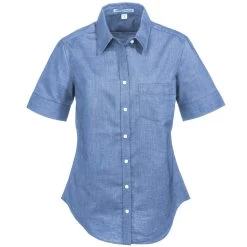 Port Authority Shirts: Women's L659 NVY Navy Blue SuperPro Oxford Short-Sleeve Shirt -Work Clothes Discount Store port authority l659 nvy f 01