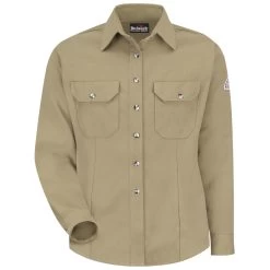Bulwark Shirt: Women's SMU3 Khaki KHB Flame-Resistant Dress Uniform Shirt