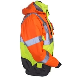 Radians Jackets: Men's SJ12 3ZMS High-Visibility Quilt-Lined Hooded Bomber Jacket -Work Clothes Discount Store radians sj12 3zms r 01