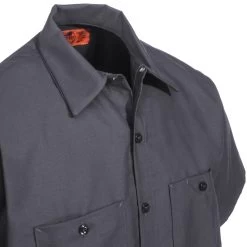 Red Kap Shirts: Men's SP24 CH Grey Short-Sleeve Industrial Work Shirt