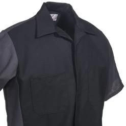 Red Kap Shirts: Men's SY20 BC Black/Grey Cotton Ripstop Short-Sleeve Uniform Shirt