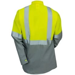 Red Kap Shirts: Men's SY14 YG Grey Colorblock High Vis Work Shirt -Work Clothes Discount Store red kap sy14yg2 b 01