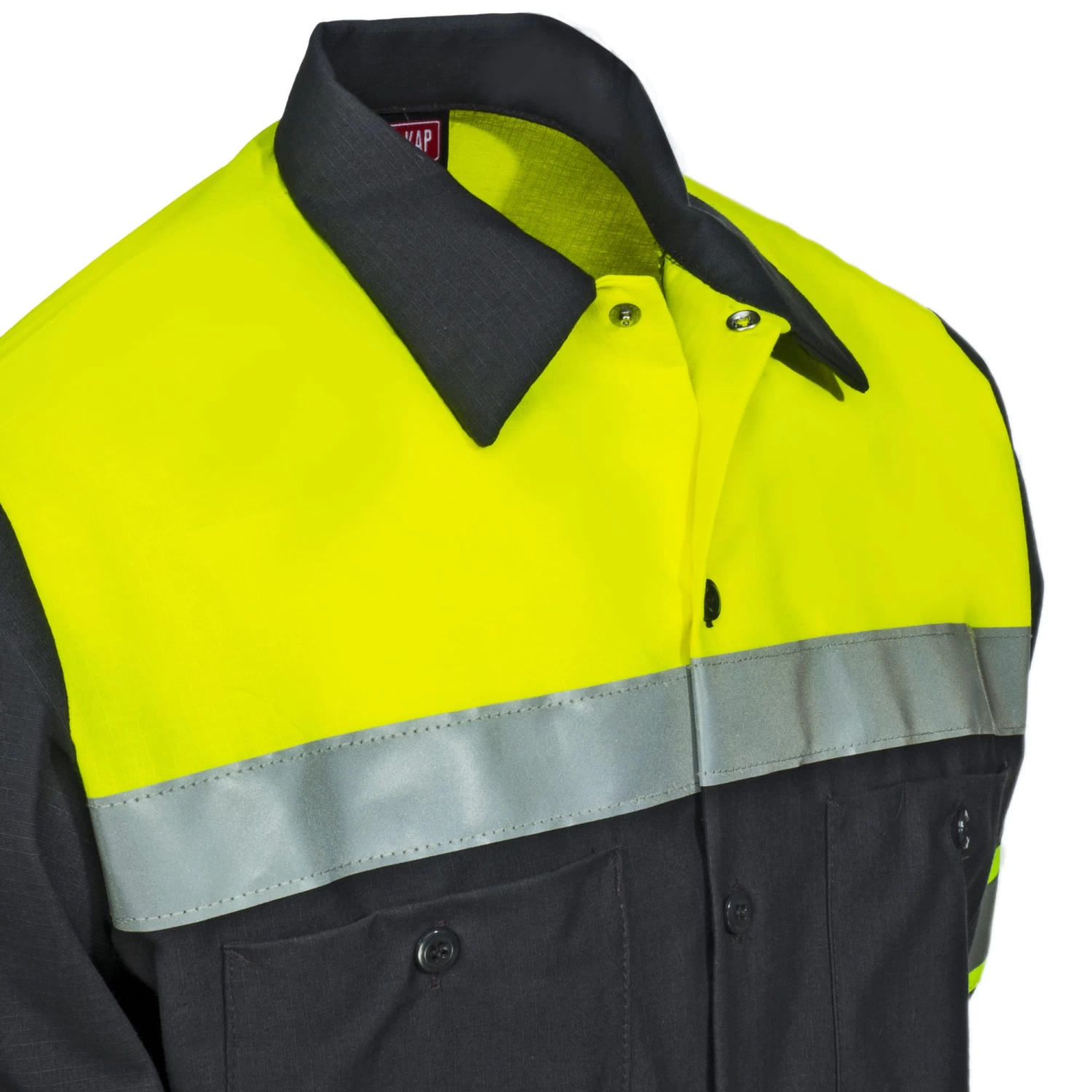 Red Kap Shirts: High Vis Colorblock SY70 YC Men's Charcoal Ripstop Button Down Shirt 4 Red Kap Shirts: High Vis Colorblock SY70 YC Men's Charcoal Ripstop Button Down Shirt - Image 2