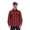 CAT Apparel Shirts: Men's 1610031 121912 Red Black Buffalo Check Flannel Overshirt -Work Clothes Discount Store rededit