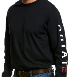 Ariat FR Shirts: Men's 10026434 Black Roughneck Skull Logo T-Shirt -Work Clothes Discount Store s19 mns work 10026434 detail01