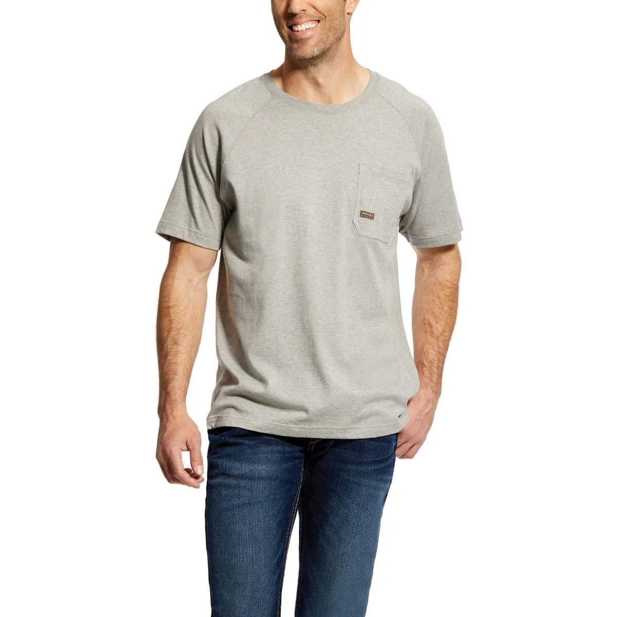 Ariat Rebar Shirt: Men's 10025373 Heather Grey Rebar Cotton Strong T-Shirt 3 Ariat Rebar Shirt: Men's 10025373 Heather Grey Rebar Cotton Strong T-Shirt