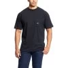 Ariat Rebar Shirt: Men's 10025372 Black Rebar Cotton Strong T-Shirt -Work Clothes Discount Store s19 mns work sullivan 10025372 front